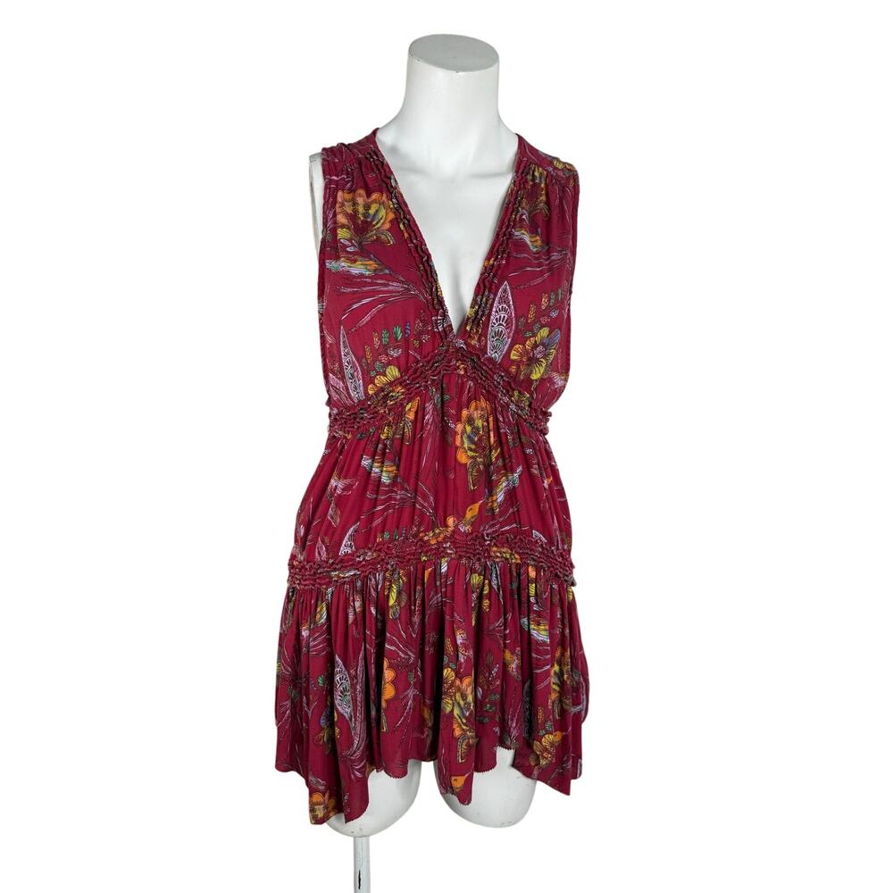 Free People Purple Haze Floral Top Women's Small in Raspberry - Picture 5 of 5